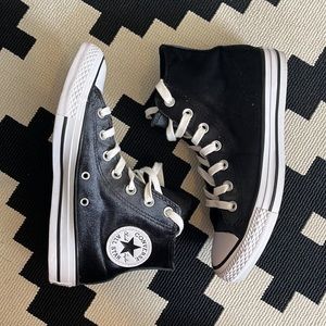 Black Velour High-Top Converse